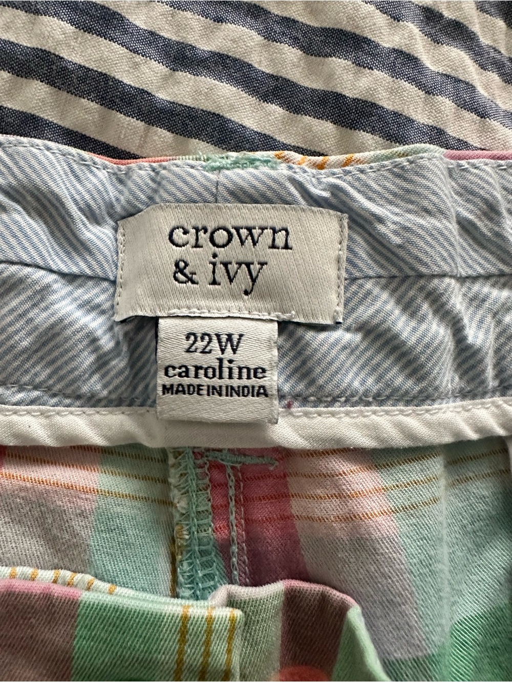 crown & ivy Pastel Plaid Shorts in Mint, Pink & Yellow - Picture 2 of 9
